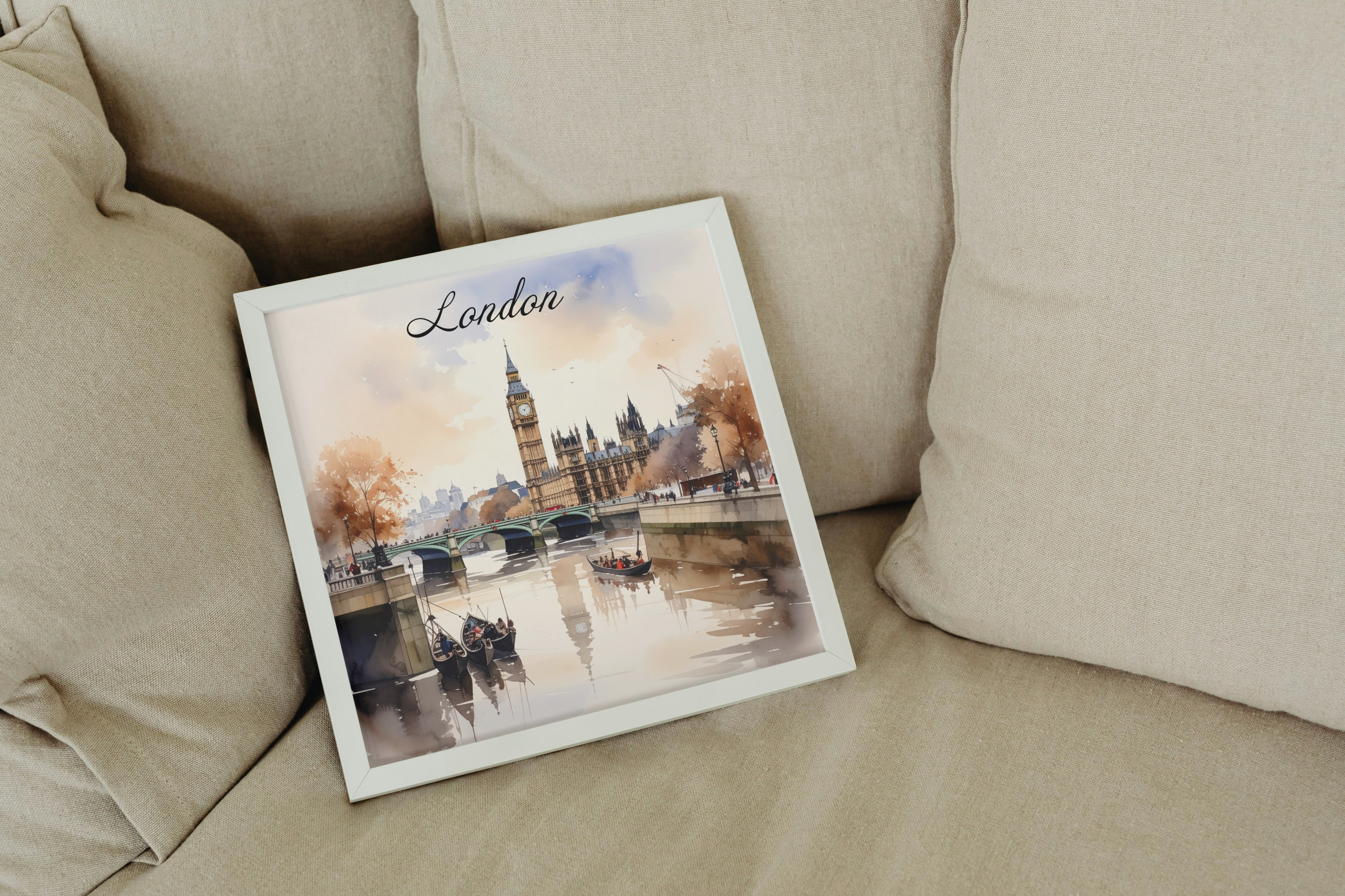 A watercolour-style London scene ( square poster )