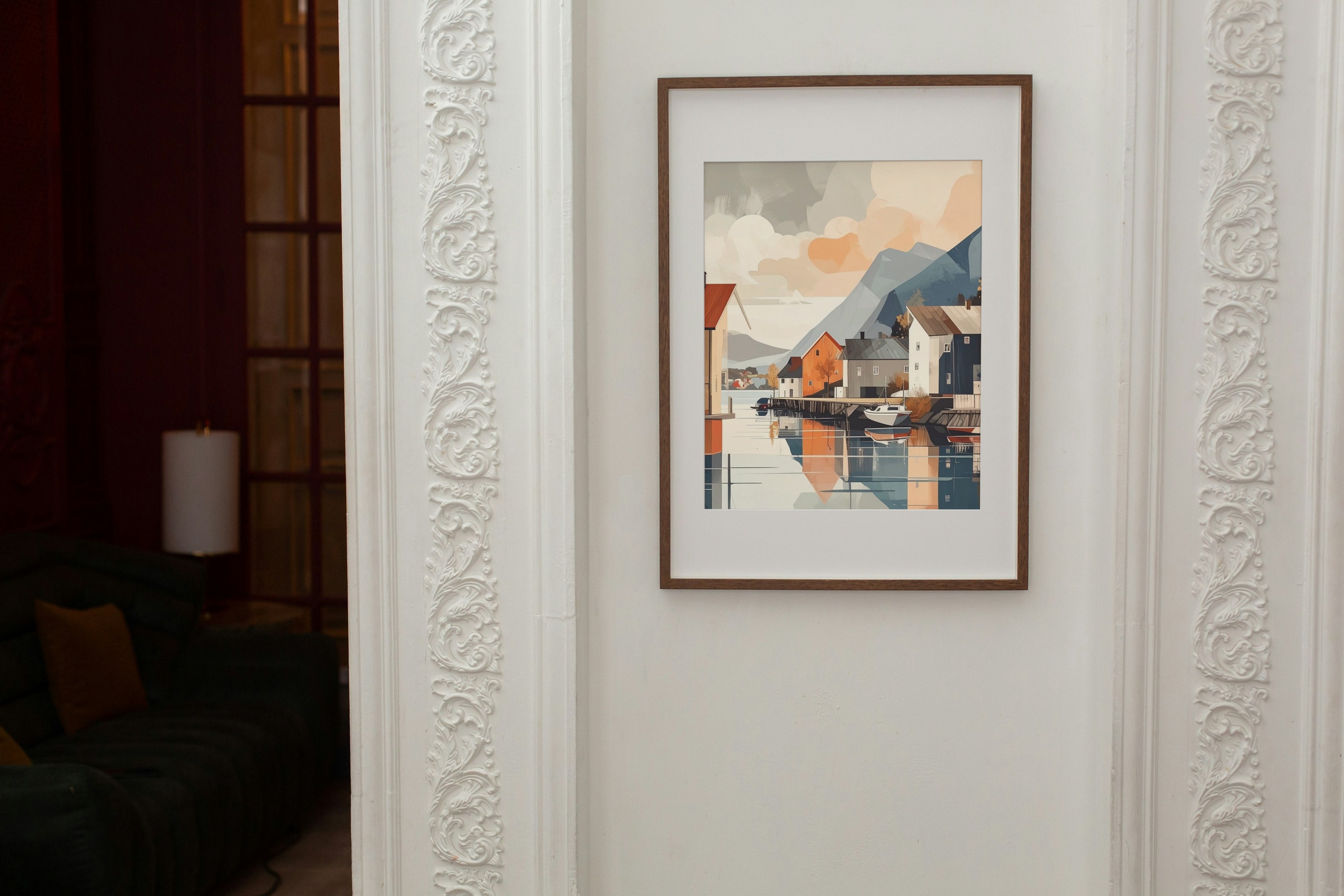 An abstract Scandinavian coastal scene