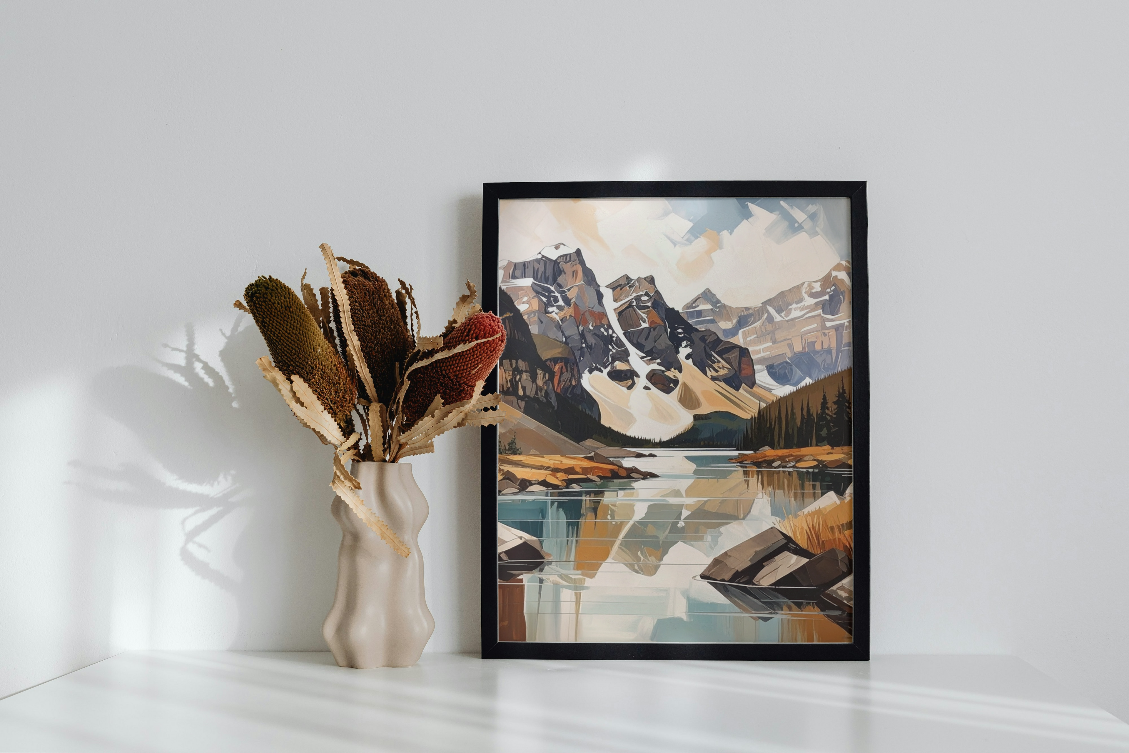 A Canadian lake and mountain scene