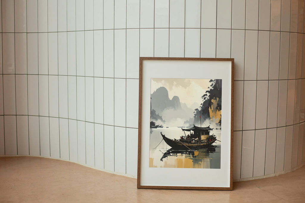An oriental sea scene poster