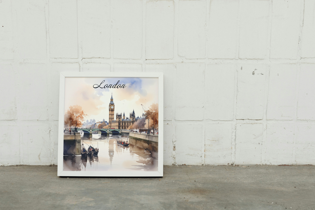 A watercolour-style London scene ( square poster )
