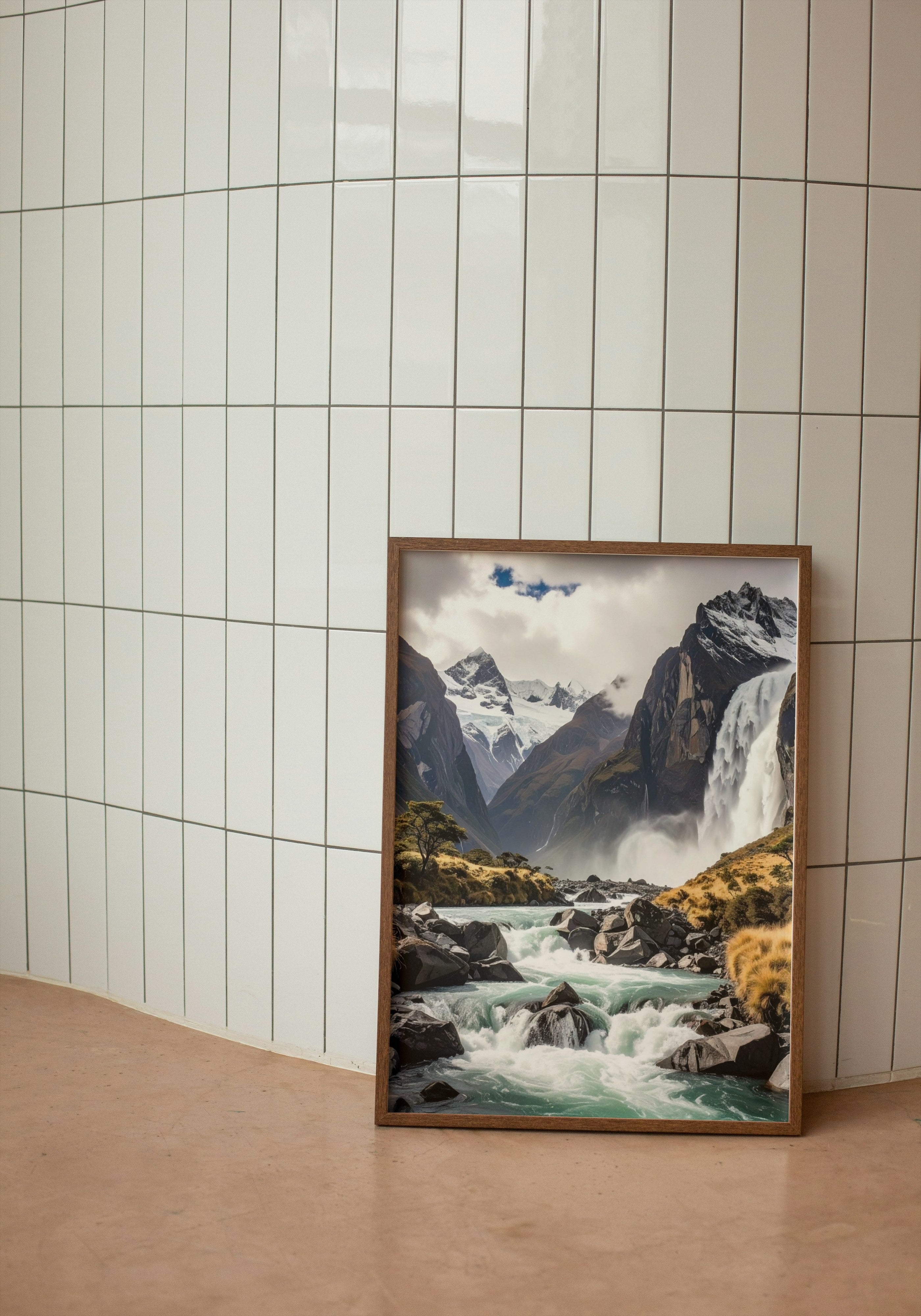 A waterfall/mountain scene