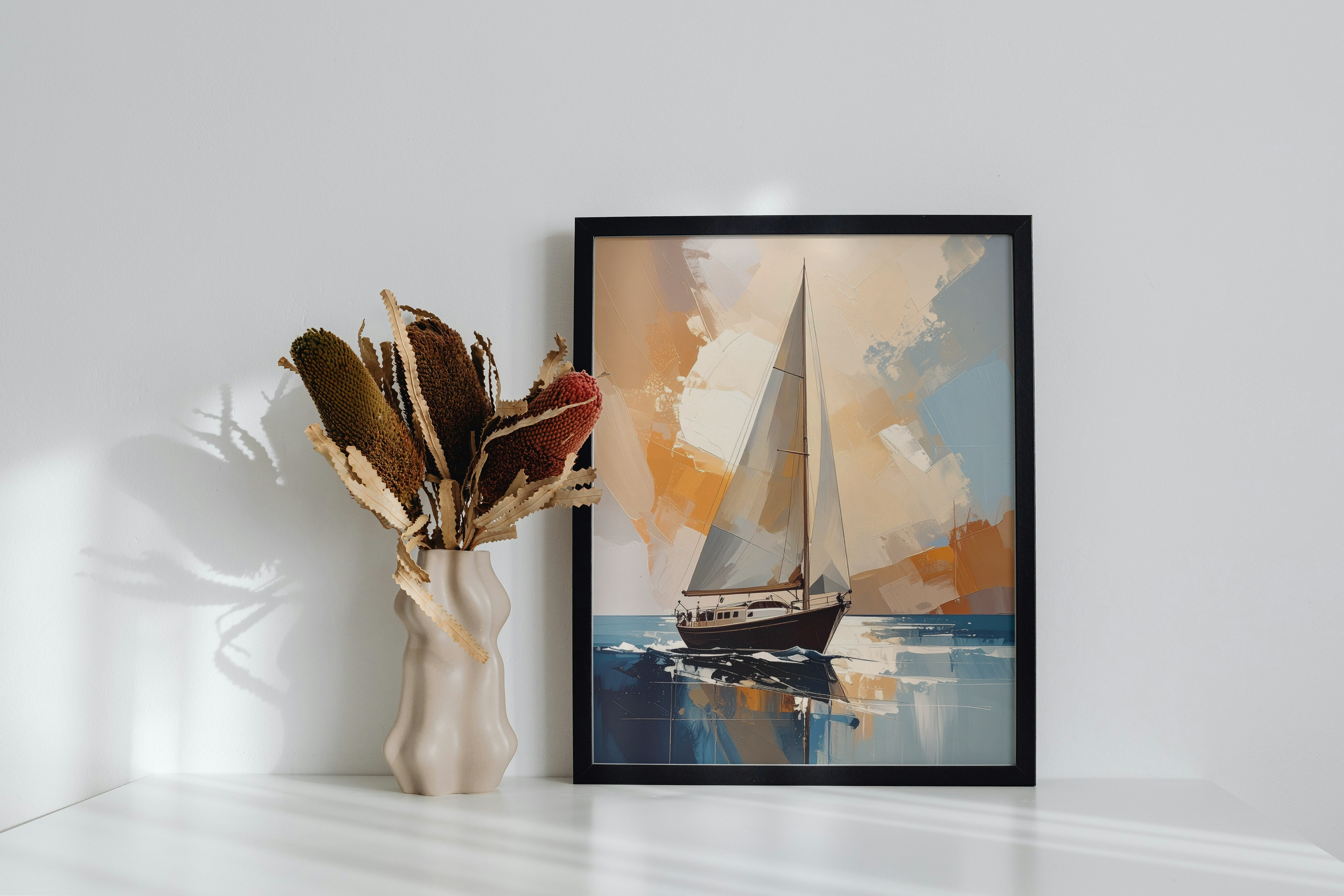 An abstract yacht scene